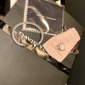 David Yurman Silver Cable Bracelet  and ring with Pouch